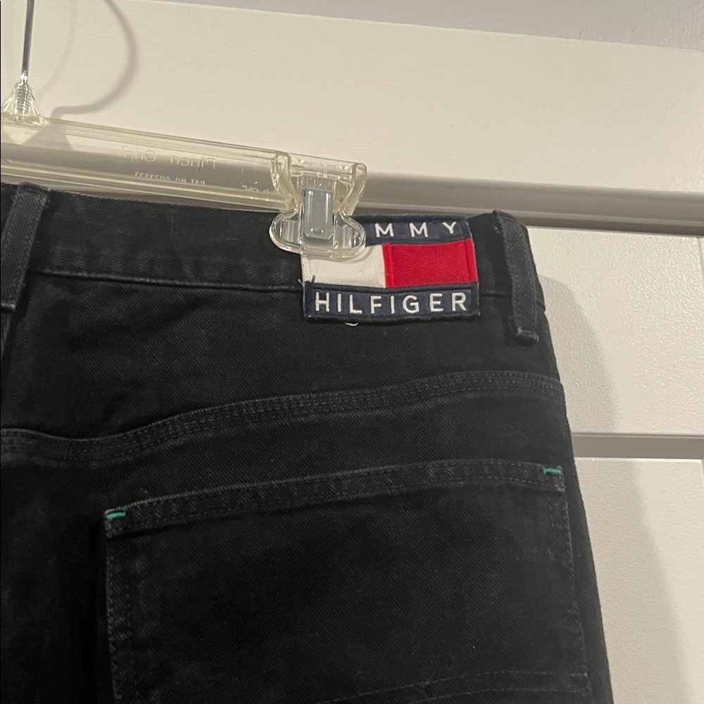 90s Y2K Tommy Hilfiger Black Carpenter Jeans Wide Leg Grunge 36/30 36 30 - Picture 15 of 16